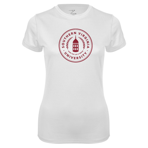  Womens White Performance Tee - Primary Mark