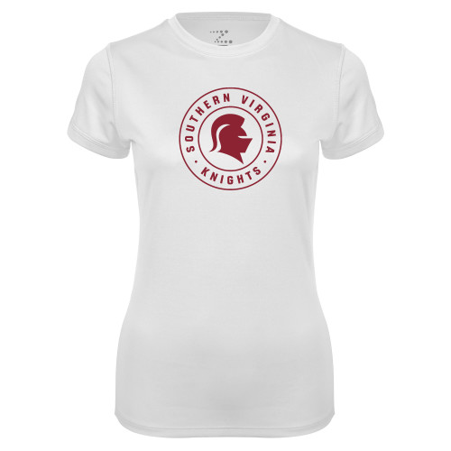  Womens White Performance Tee - Knights Seal