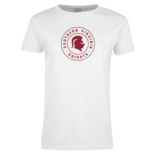  Womens White Short Sleeve Tee - Distressed Seal