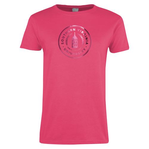  Womens Hot Pink Short Sleeve Tee - Primary Mark  Foil