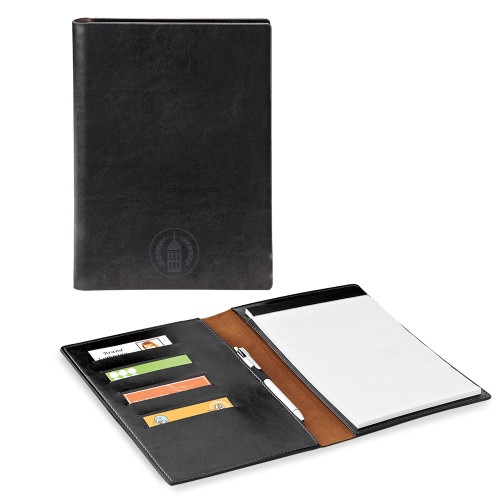  Fabrizio Black Padfolio - Tower Logo Engraved