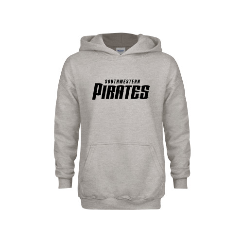  Youth Grey Fleece Hood - Wordmark