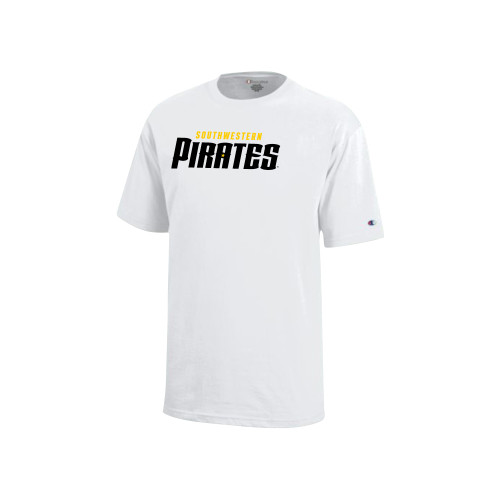  Champion Youth White Short Sleeve Tee - Wordmark