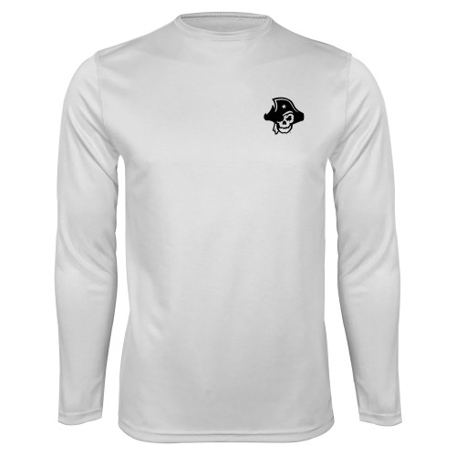  White Performance Long Sleeve Shirt - Primary Logo