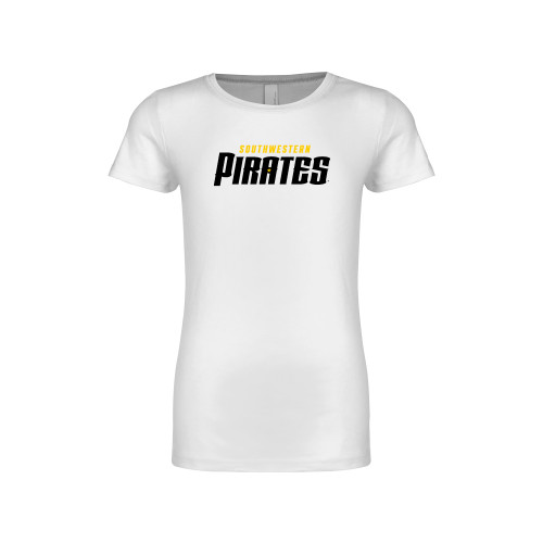  Next Level Girls White Fashion Fit T Shirt - Wordmark
