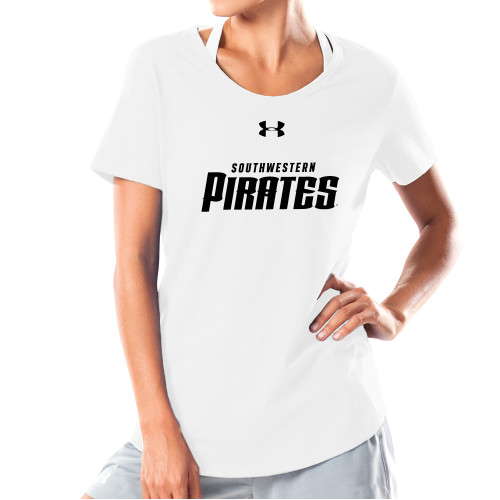  Under Armour Womens White Charged Cotton Tee - Wordmark