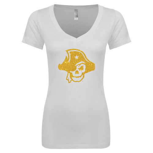  Next Level Womens White Ideal V Tee - T - Gold