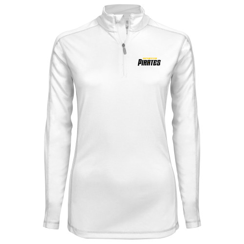  Syntrel Womens White Interlock 1/4 Zip - Wordmark