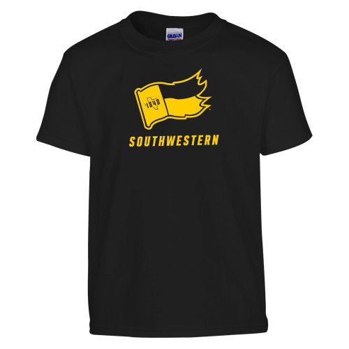  Youth Black T Shirt - Secondary Logo with Southwestern