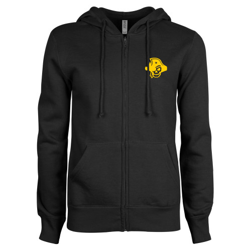  ENZA Womens Black Fleece Full Zip Hoodie - Primary Logo