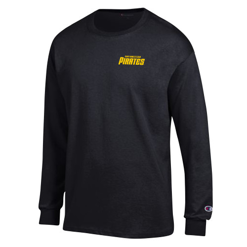  Champion Black Long Sleeve T Shirt - Wordmark