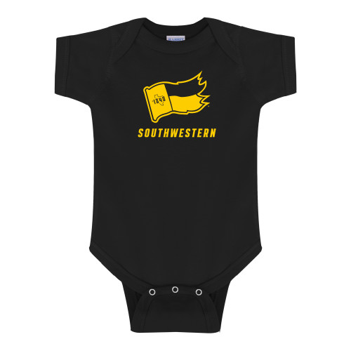  Black Infant Onesie - Secondary Logo with Southwestern