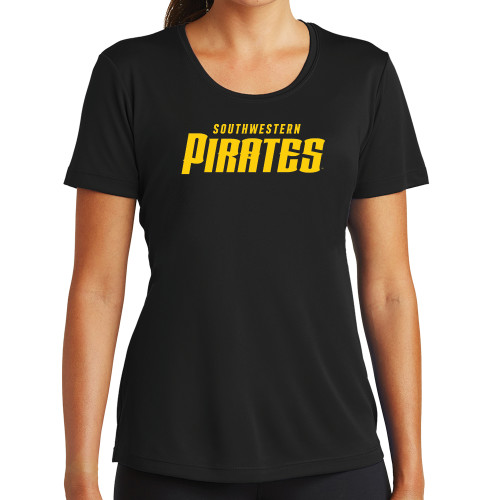  Womens Black Performance Tee - Wordmark