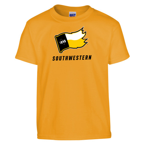  Youth Gold T Shirt - Secondary Logo with Southwestern