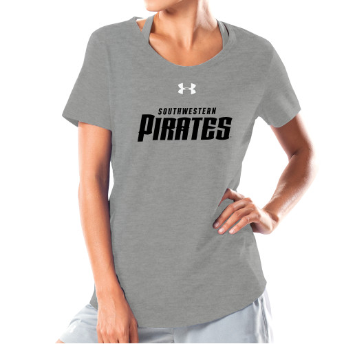  Under Armour Womens Grey Charged Cotton Tee - Wordmark