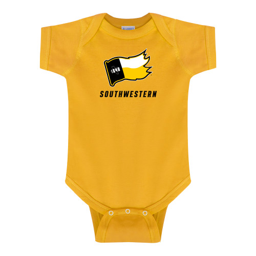  Gold Infant Onesie - Secondary Logo with Southwestern