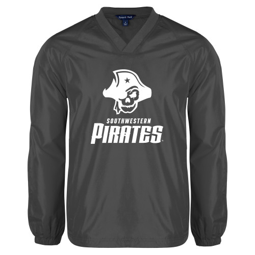  Charcoal V Neck Raglan Windshirt - Primary Logo Lockup