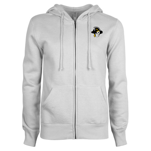  ENZA Womens White Fleece Full Zip Hoodie - Primary Logo