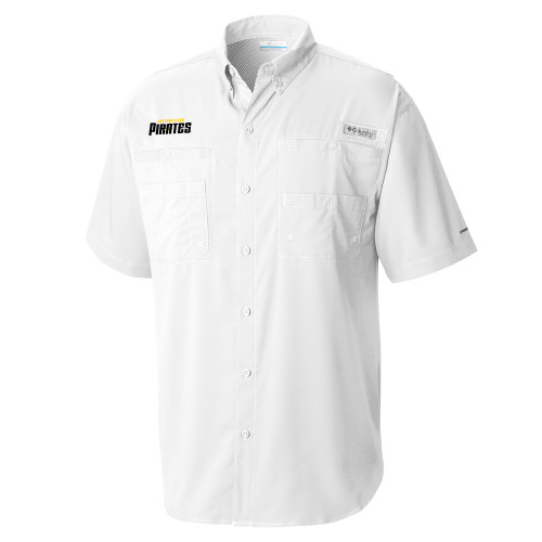 Columbia White Tamiami Performance Short Sleeve Shirt - Wordmark