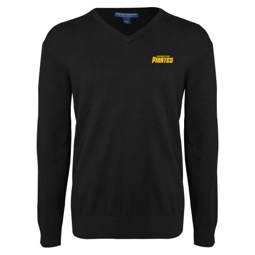  Black VNeck Sweater - Wordmark