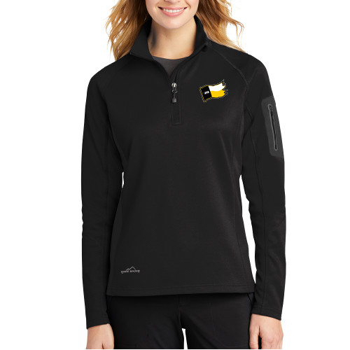  Eddie Bauer Womens Black 1/2 Zip Performance Fleece - Secondary Logo