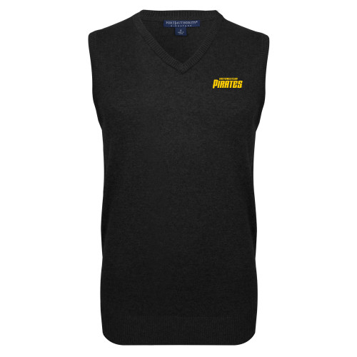  Black VNeck Sweater Vest - Wordmark