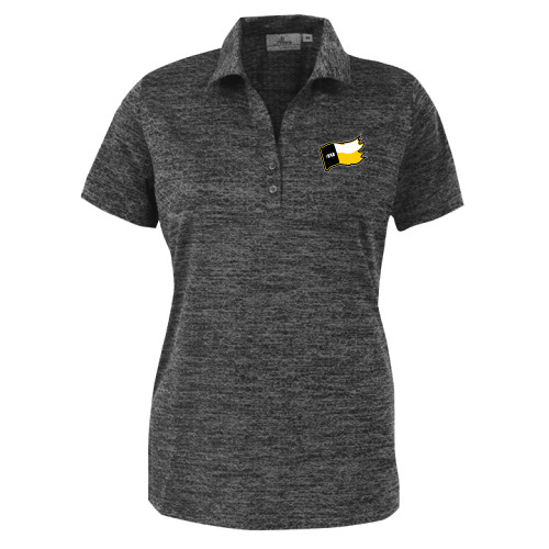  Womens Charcoal Honeycomb Jacquard Polo - Secondary Logo
