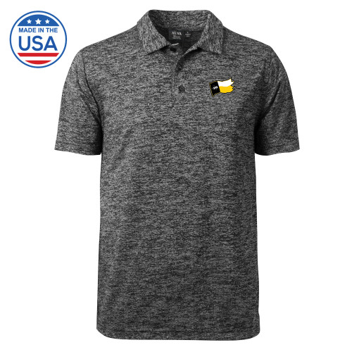  Charcoal Honeycomb Jacquard Polo - Secondary Logo