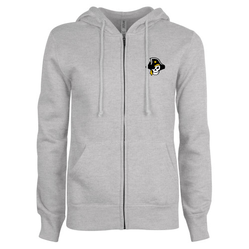  ENZA Womens Grey Fleece Full Zip Hoodie - Primary Logo