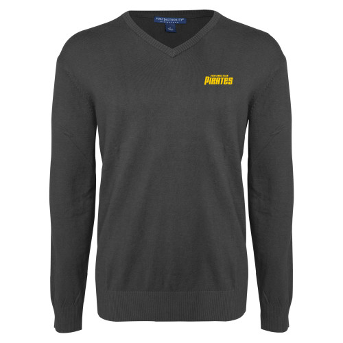  Charcoal Heather VNeck Sweater - Wordmark