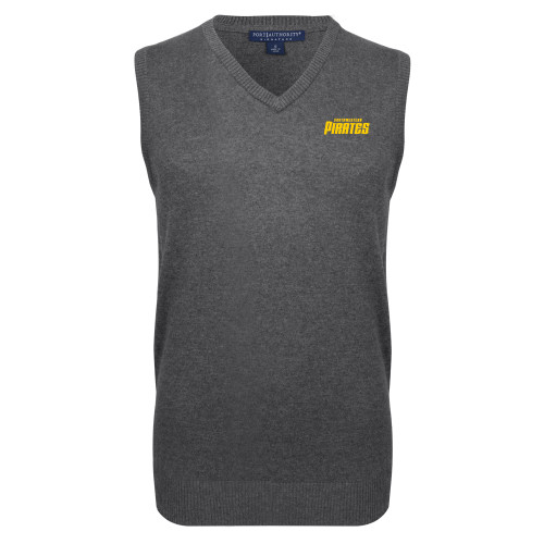  Charcoal VNeck Sweater Vest - Wordmark