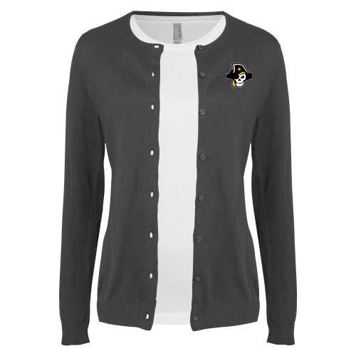  Womens Charcoal Cardigan Sweater - Primary Logo