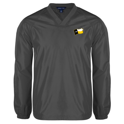  Charcoal V Neck Raglan Windshirt - Secondary Logo