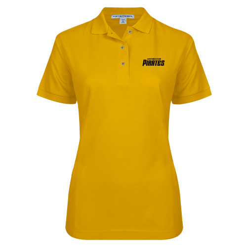  Womens Silk Touch Gold Pique Polo - Wordmark