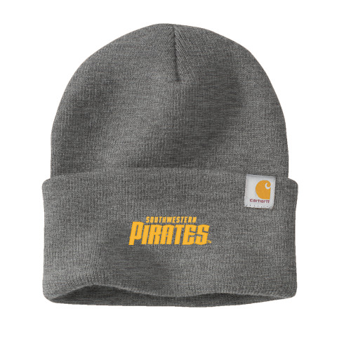  Carhartt Heather Grey Knit Beanie w/Cuff - Wordmark