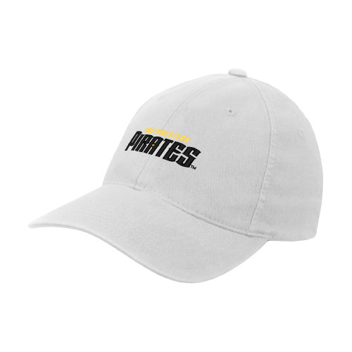  White Flexfit Structured Low Profile Hat - Wordmark