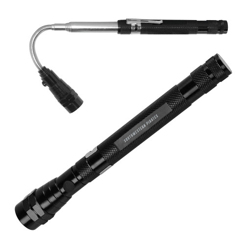  Telescoping Black Flex Flashlight - Flat Wordmark Engraved
