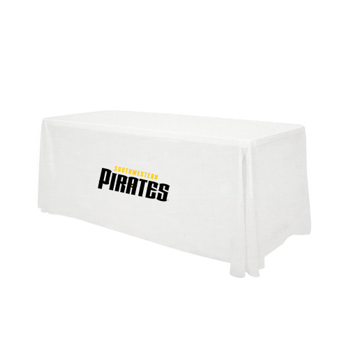  White 6 foot Table Throw - Wordmark Table Throw
