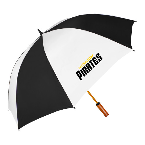  64 Inch Black/White Umbrella - Wordmark