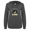Thumbnail image for  ENZA Womens Dark Heather V Notch Raw Edge Fleece Hoodie