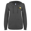 Thumbnail image for  ENZA Womens Dark Heather V Notch Raw Edge Fleece Hoodie