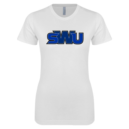 Next Level Womens White Boyfriend Tee - SWU