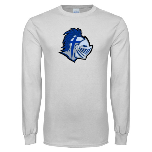  White Long Sleeve T Shirt - Warrior Helmet
