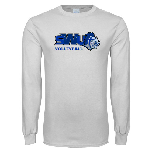  White Long Sleeve T Shirt - Volleyball
