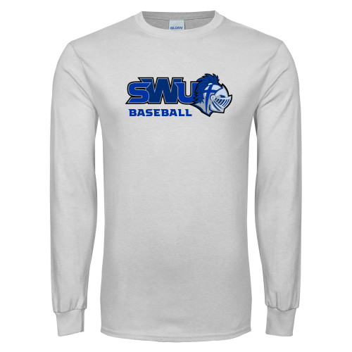  White Long Sleeve T Shirt - Baseball