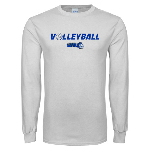 White Long Sleeve T Shirt - Volleyball w/ Ball