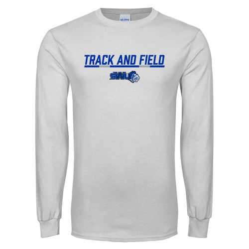  White Long Sleeve T Shirt - Track and Field Bar