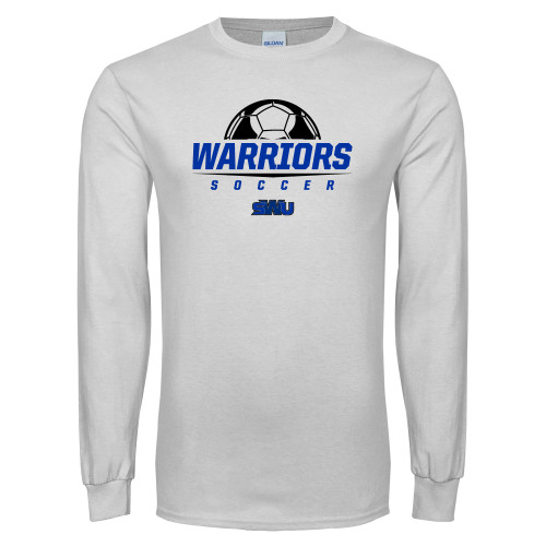  White Long Sleeve T Shirt - Soccer Half Ball