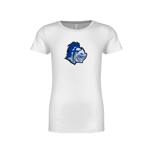  Next Level Girls White Fashion Fit T Shirt - Warrior Helmet