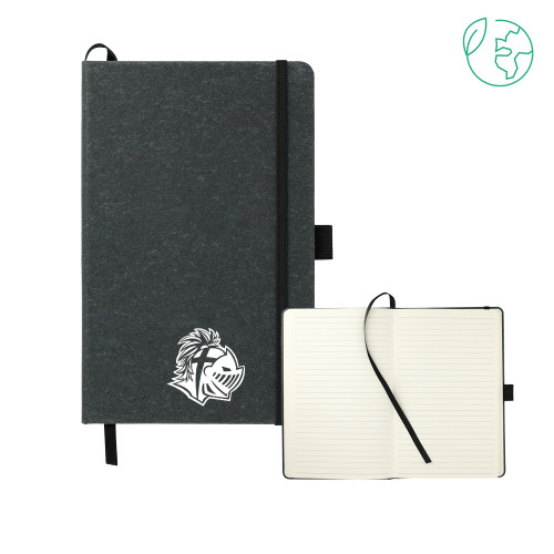  5.5 x 8.5 Black FSC Mix Recycled Leather Bound Journal - Warrior Helmet